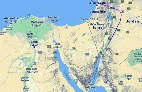 Воздушный маршрут на египетский курорт Шарм-эль-Шейх